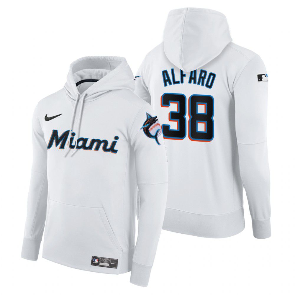 Men Miami Marlins #38 Alfaro white home hoodie 2021 MLB Nike Jerseys